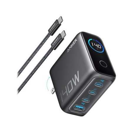 Anker Prime nabíječka/ 140W/ 3x USB-C/ USB/ displej/ šedá + USB-C kabel