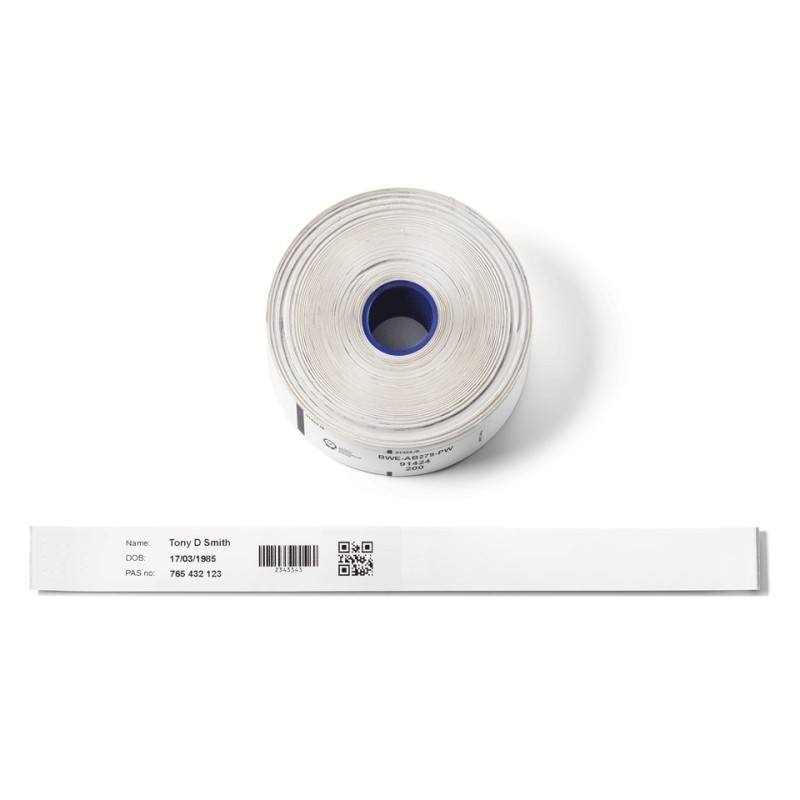 Brother identifikační naramek pro dospělé 279mm x 25mm, bílá, 200 ks, BWEAB279PW, pro přímý termální tisk, karton 5 ks, cena za