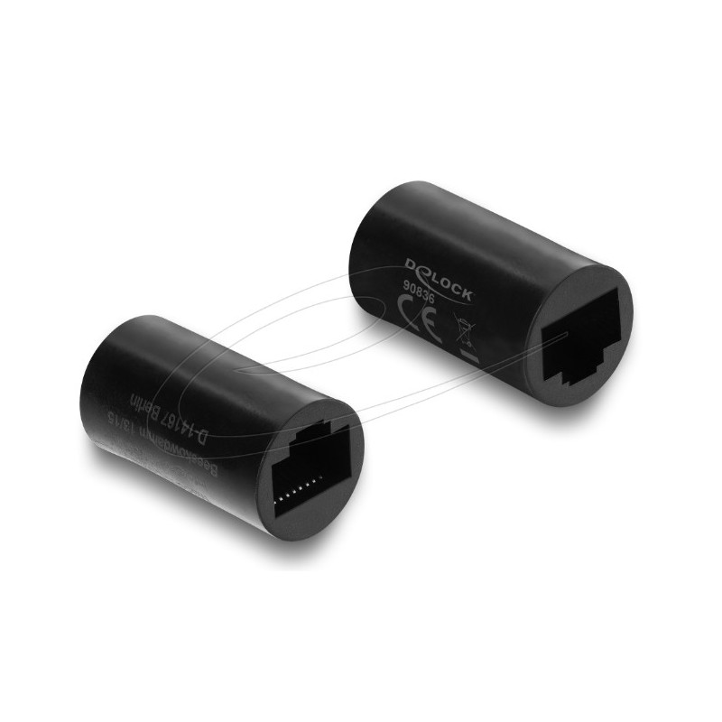 Delock - Sítový propojovací kabel - RJ-45 (F) do RJ-45 (F) - CAT 6 - cylindrical shape - cerná