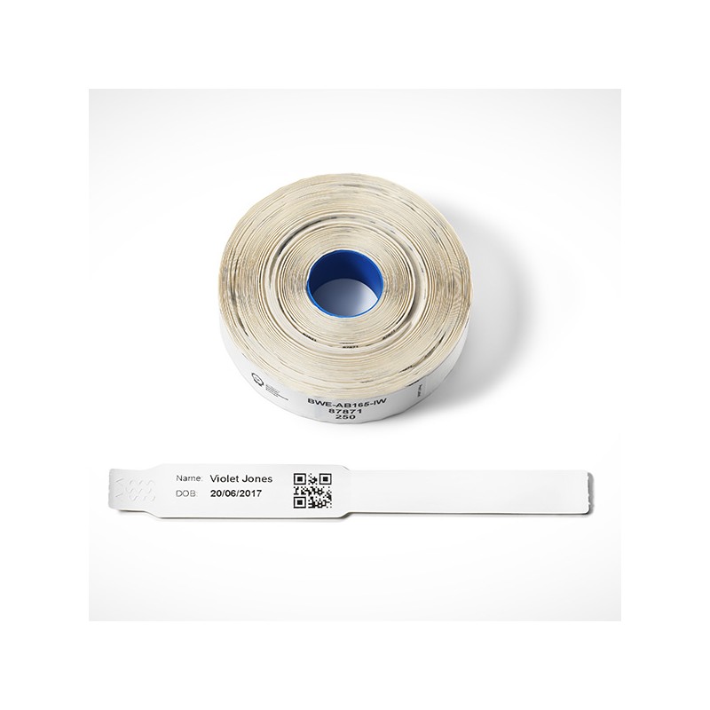 Brother identifikační naramek pro děti 165mm x 20mm, bílá, 250 ks, BWEAB279PW, pro přímý termální tisk, karton 4 ks, cena za