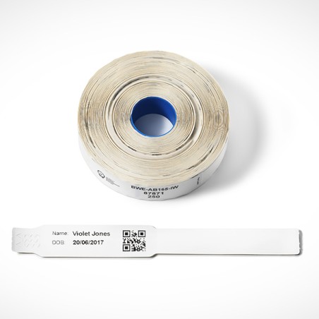 Brother identifikační naramek pro děti 165mm x 20mm, bílá, 250 ks, BWEAB279PW, pro přímý termální tisk, karton 4 ks, cena za