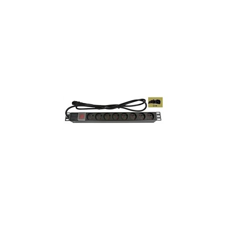 BAZAR - 19" rozvodný panel LEXI-Net 8x230V, ČSN, vypínač, indikátor napětí, kabel 1,8m, 1U, přívodní kabel pro UPS (IEC320 C14)