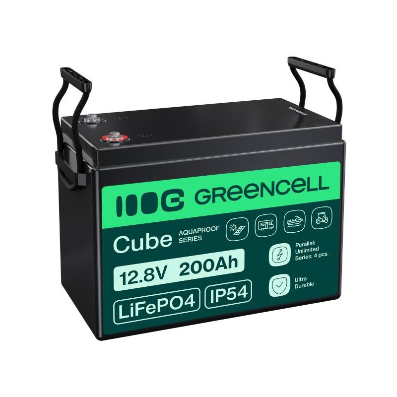 Green Cell CUBE LiFePO4 battery 200Ah 12.8V 2560Wh Solární baterie pro karavan, solární panely, food truck.nezávislý energetický
