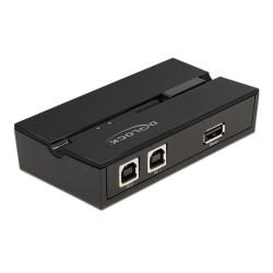 Delock - USB periferní sharing switch - 2 x USB 2.0 - pro připevnění na zeď, umožňuje montáž na povrchy 11491