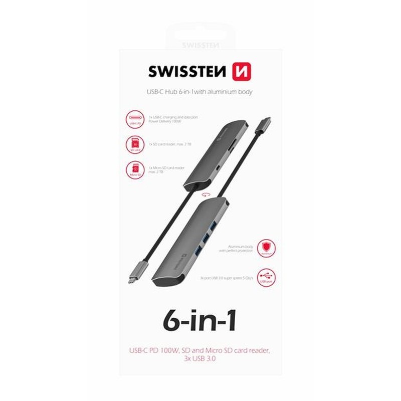 ER SW USB-C Hub 6-IN-1 - hliník