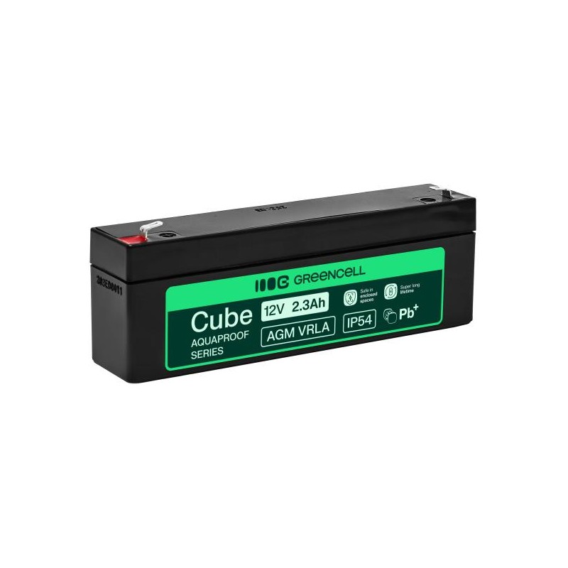 Greencell AGM VRLA 12V 2.5Ah maintenance-free baterie pro cash registers, kamery (178x36x66mm)