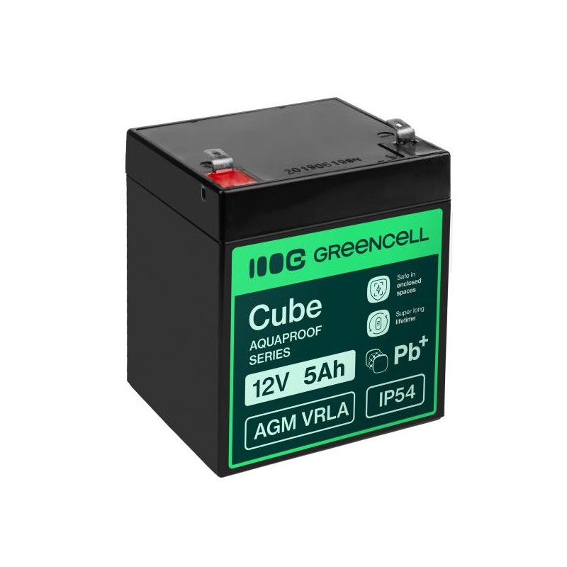 Greencell AGM VRLA 12V 5Ah maintenance-free baterie pro cash registers, kamery (91x70x102mm)