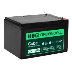 Greencell AGM VRLA 12V 12Ah maintenance-free baterie pro cash registers, kamery (151x98.5x95mm)