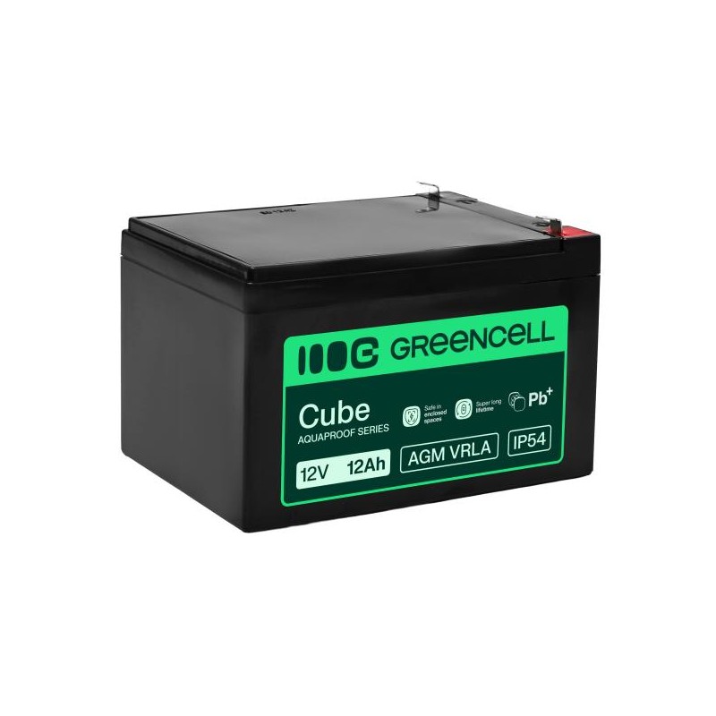 Greencell AGM VRLA 12V 12Ah maintenance-free baterie pro cash registers, kamery (151x98.5x95mm)