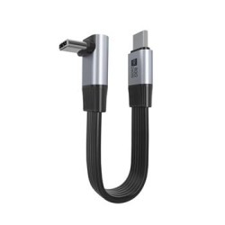PremiumCord Plochý USB4™ Version2.0 80Gbps 8K@60Hz 240W Thunderbolt 5 zahnutý kabel 13cm ku4fa3