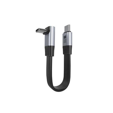 PremiumCord Plochý USB4™ Version2.0 80Gbps 8K@60Hz 240W Thunderbolt 5 zahnutý kabel 13cm ku4fa3