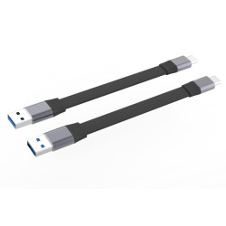 PremiumCord Plochý USB-A na USB-C datový přenos 10Gbps, nabíjení 60W plochý kabel 15cm