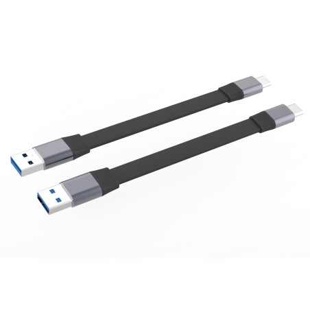 PremiumCord Plochý USB-A na USB-C datový přenos 10Gbps, nabíjení 60W plochý kabel 15cm