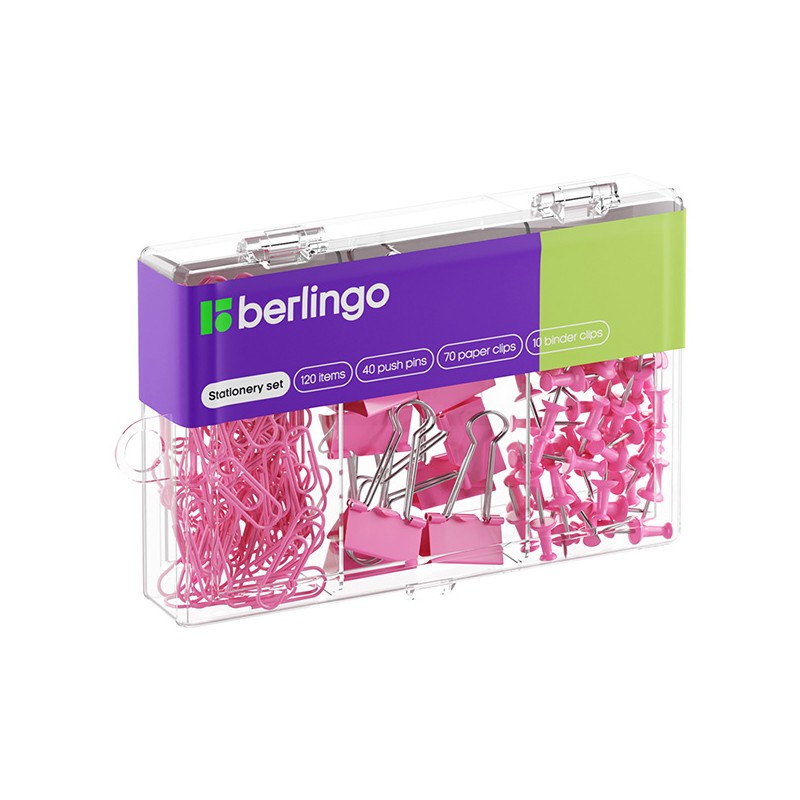 Sada kancelářských potřeb růžová, 1ks, Berlingo, 120 ks v balení