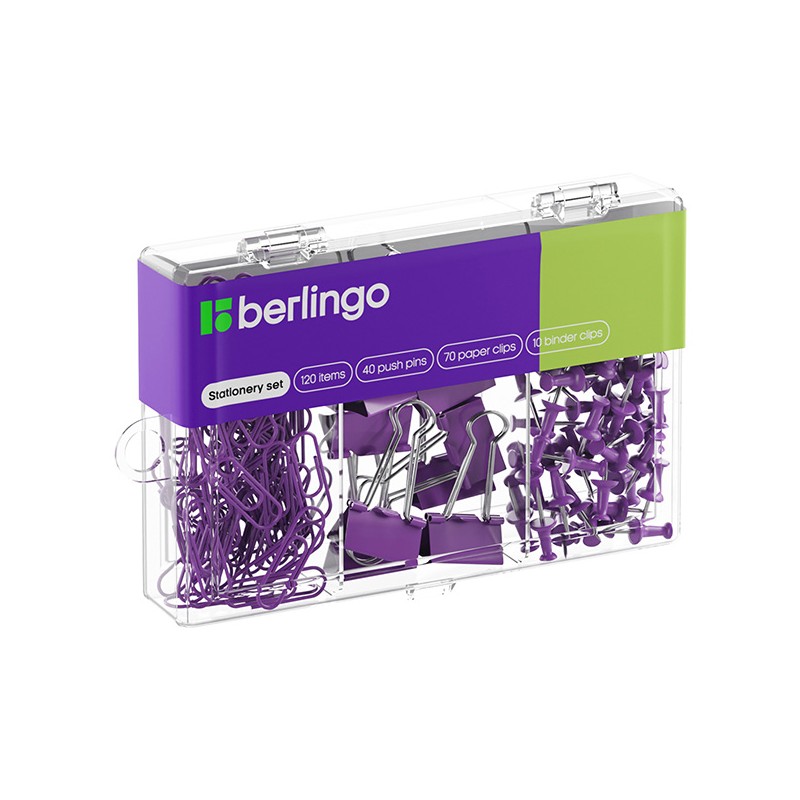 Sada kancelářských potřeb fialová, 1ks, Berlingo, 120 ks v balení