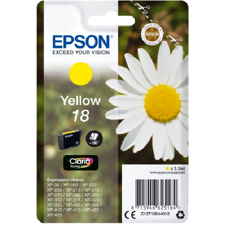 Epson Singlepack Yellow 18 Claria Home Ink