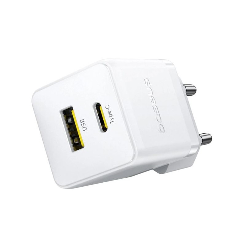 Baseus Rychlonabíječka do sítě Palm 30W 1xUSB-A 1xUSB-C PD QC 3.0 bílá