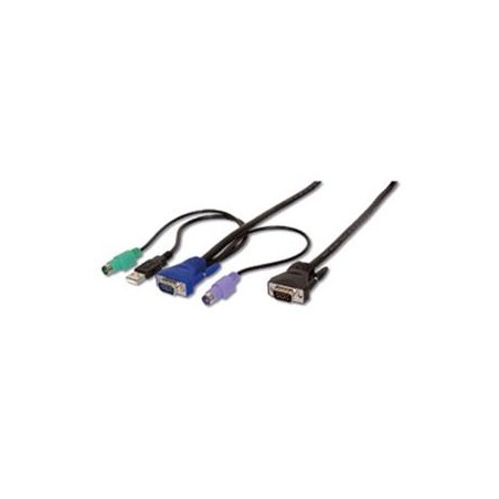 Digitus Kabel KVM chobotnice, VGA, 2xPS / 2, 1xUSB 1,8 m, černý