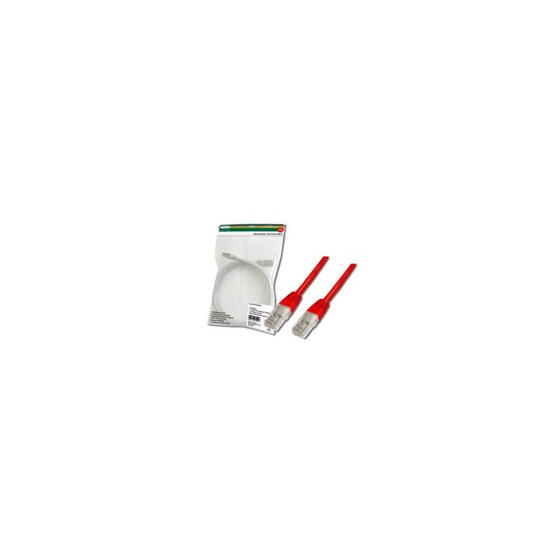 Digitus Patch Cable, UTP, CAT 5e, AWG 26/7, měď, červený 1m