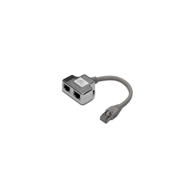 Digitus Adaptér pro patch kabel CAT 5e, 2x CAT 5e, stíněné PC-PC, 2x samice RJ45 až 1x samec RJ45, 0,19 m