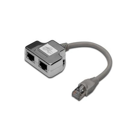 Digitus Adaptér pro patch kabel CAT 5e, 2x CAT 5e, stíněné PC-PC, 2x samice RJ45 až 1x samec RJ45, 0,19 m