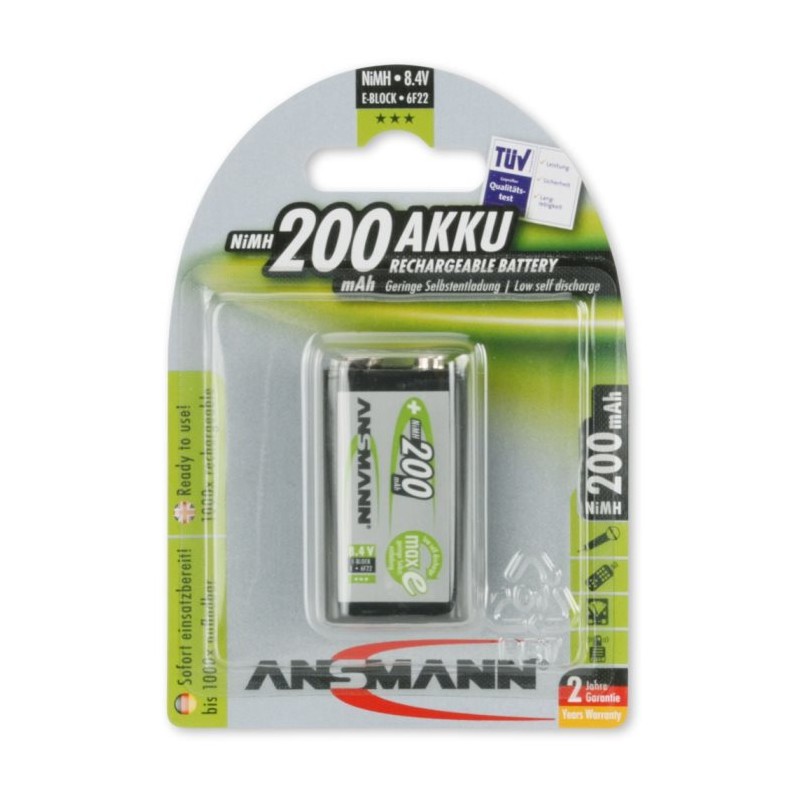 Ansmann akumulátor 9V NiMH 200 mAh (1 ks) maxE
