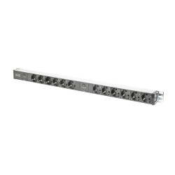 DIGITUS 19" PDU, 1U hliník, SCHUKO - 12x CEE 7/4, jistič
