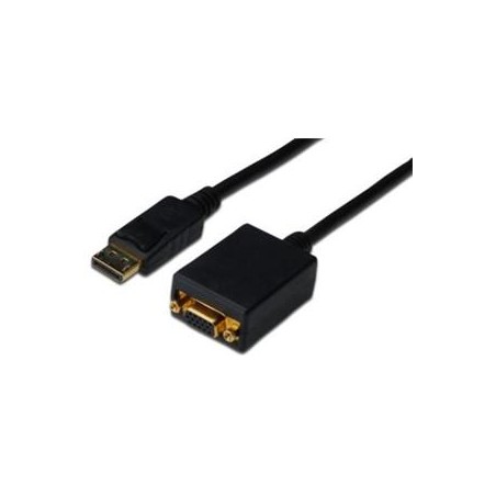 Digitus Adaptérový kabel DisplayPort, DP - HD15 (VGA) samec / samice, 0,15 m, s blokováním, kompatibilní s DP 1.2, CE, bl