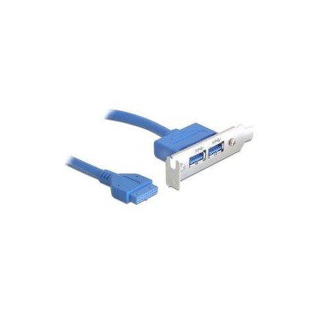 Delock záslepka 1x interní 19pin USB 3.0 2 x USB 3.0-A samice externí - low profile