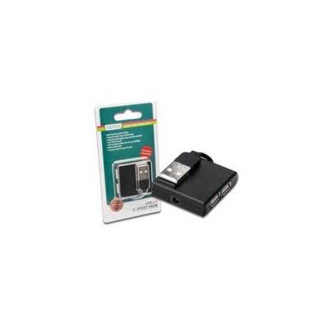 Digitus USB 2.0 hub, Vysokorychlostní rozbočovač, 4-porty, černý, bez napájecího zdroje
