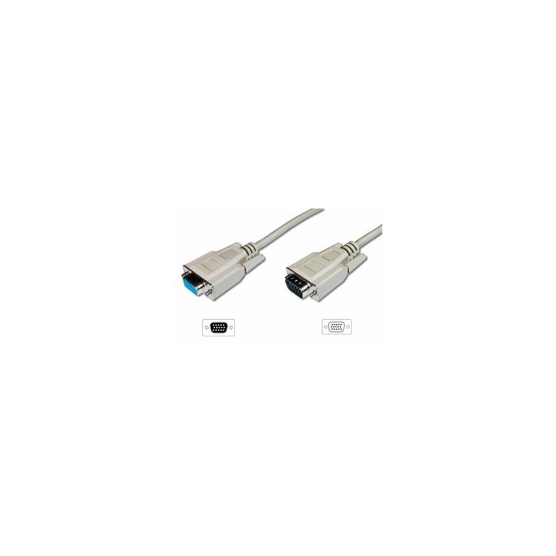 Digitus prodlužovací kabel pro VGA monitor, stíněný, šedý, měď, 1,8m
