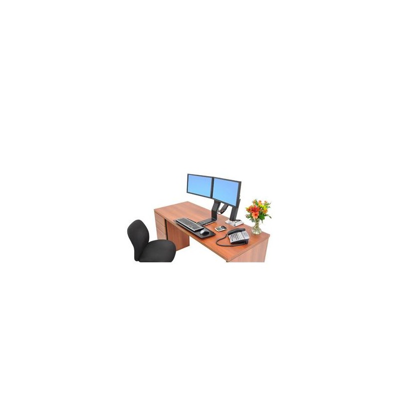 ERGOTRON WorkFit-A, Dual Display, Polished aluminum, nastavitelný stolní držák pro dva monitory , kláv.
