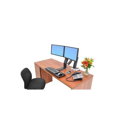 ERGOTRON WorkFit-A, Dual Display, Polished aluminum, nastavitelný stolní držák pro dva monitory , kláv.