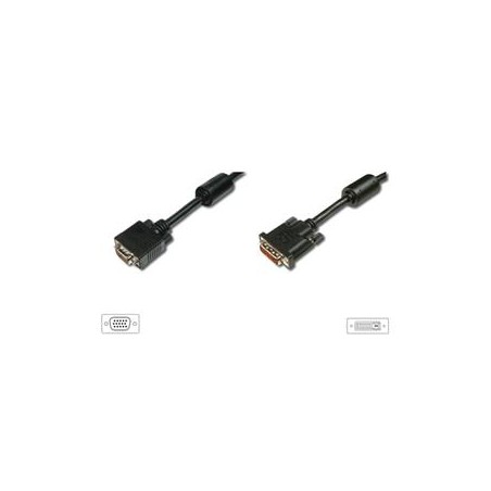 Digitus připojovací kabel DVI-I(24+5)/HDSUB15, 2xferit, černý 2m