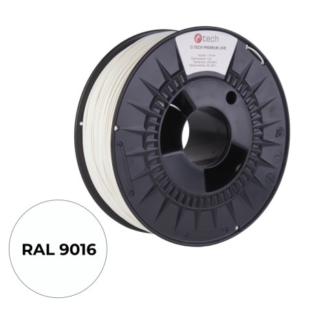 Tisková struna (filament) C-TECH PREMIUM LINE, PETG, dopravní bílá, RAL9016, 1,75mm, 1kg