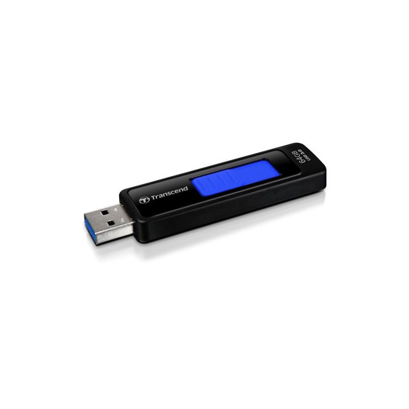 Transcend 64GB JetFlash 760, USB 3.0 flash disk, LED indikace, černo/modrý