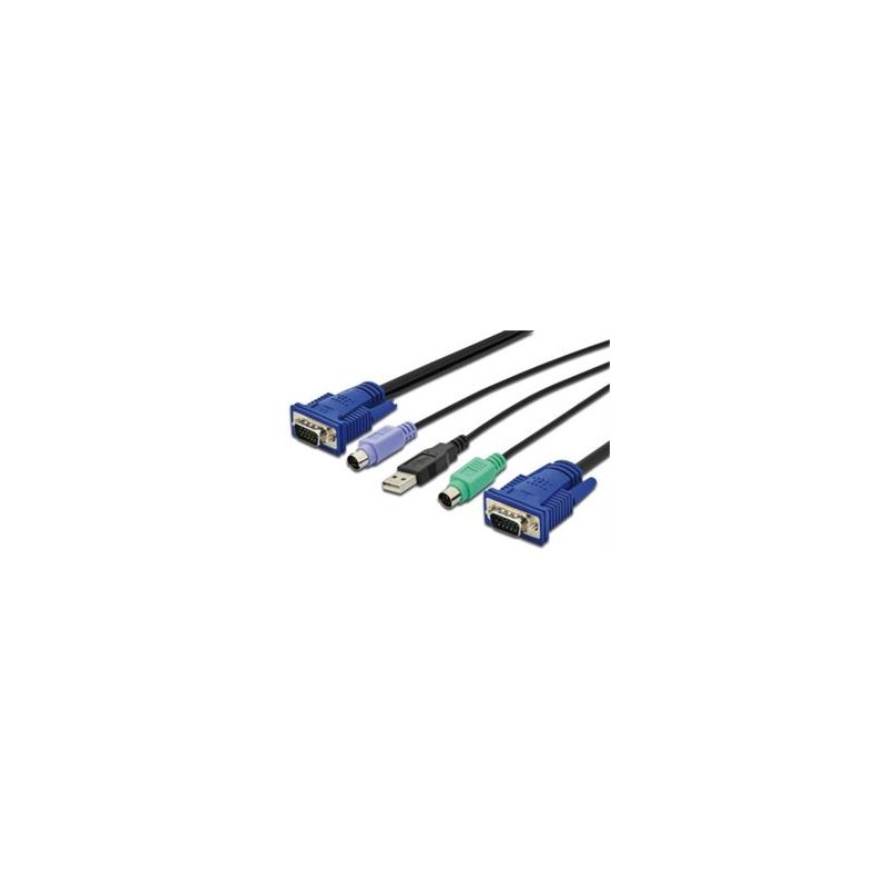 Digitus Kabelová sada KVM, VGA, PS/2-myš, PS/2-klávesnice, USB černá, 3,0 m