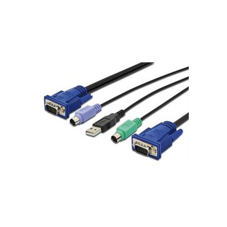 Digitus Kabelová sada KVM, VGA, PS/2-myš, PS/2-klávesnice, USB černá, 3,0 m