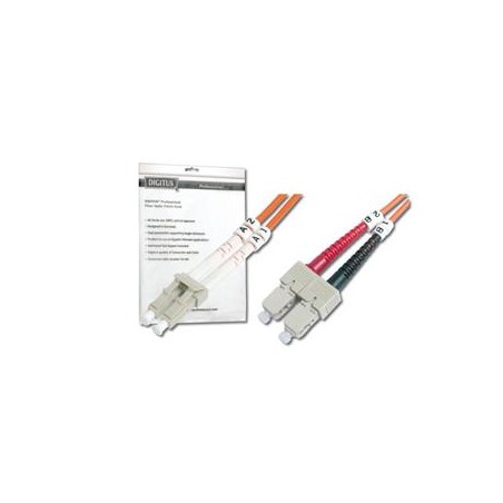 DIGITUS Fiber Optic Patch Cord, LC to SC, Multimode 50/125 µ, Duplex Length 10m OM2
