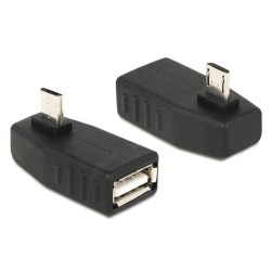 Delock Adapter USB micro-B samec USB 2.0-A samice, OTG, pravoúhlý 270°