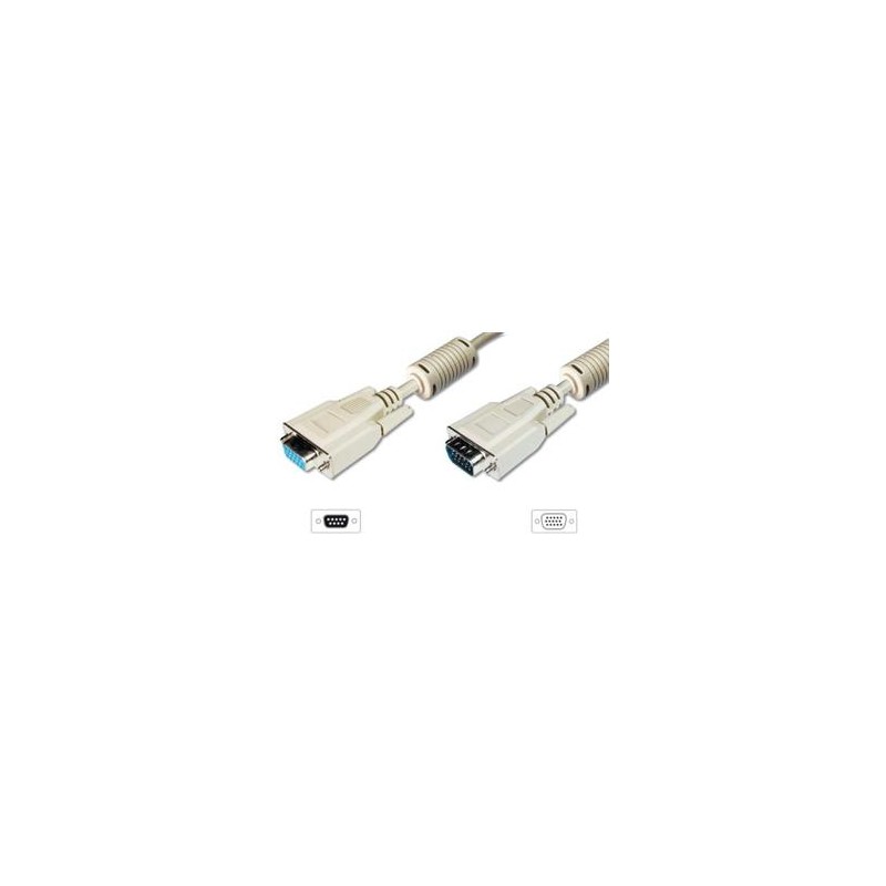 Digitus Prodlužovací kabel monitoru VGA, HD15 M / F, 15 m, 3Coax / 7C, 2xferit, be