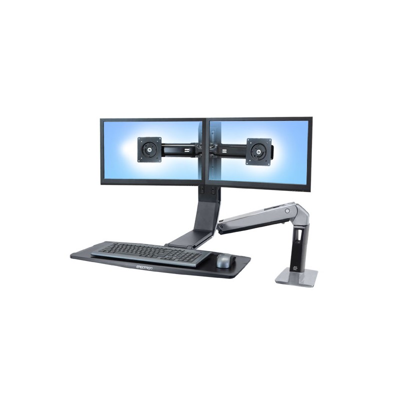 ERGOTRON WorkFit-A II, Dual, Polished Aluminum,stolní držák,monitor,klávesnice