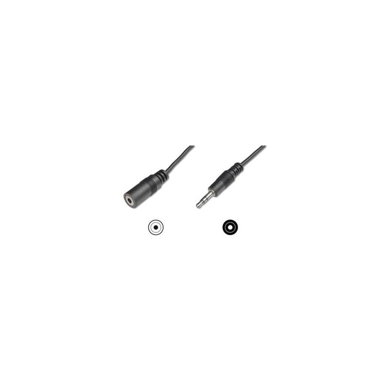 Digitus Audio prodlužovací kabel, stereo 3,5 mm 5,00 m, CCS, 2x0,10 / 10, stíněný, M / F, černý