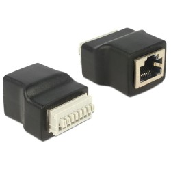 Delock adaptér RJ45 samice Terminal Block 8 pin s tlačítkem
