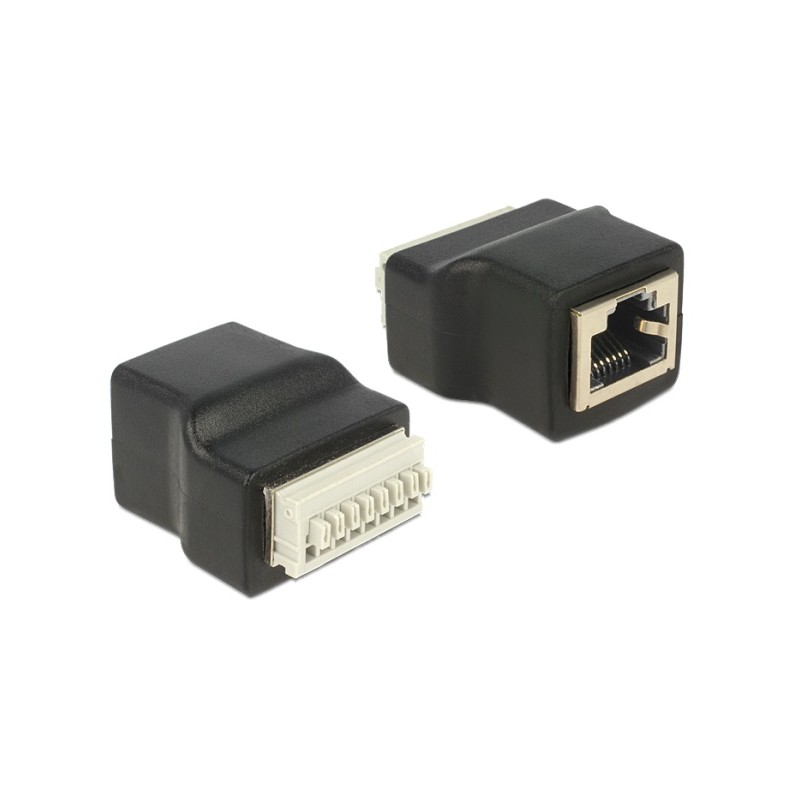 Delock adaptér RJ45 samice Terminal Block 8 pin s tlačítkem
