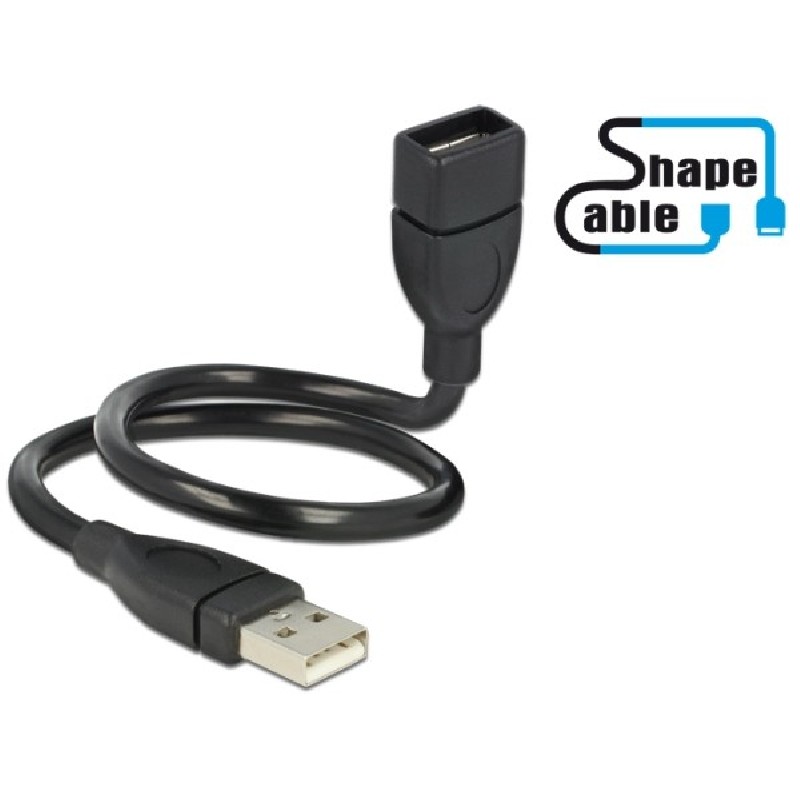 Delock USB 2.0 kabel samec A samice ShapeCable 0,35 m