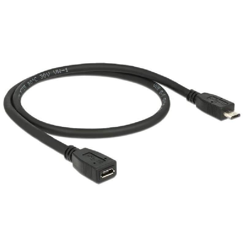 Delock prodlužovací kabel USB micro-B samec micro-B samice 0.5 m