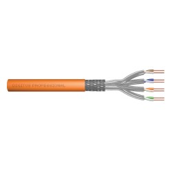 DIGITUS Instalační kabel CAT 7 S-FTP, 1200 MHz Dca (EN 50575), AWG 23/1, 500 m buben, simplex, barva oranžová
