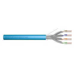DIGITUS Instalační kabel CAT 6A U-FTP, 500 MHz Eca (EN 50575), AWG 23/1, papírová krabička 100 m, simplex, barva modrá