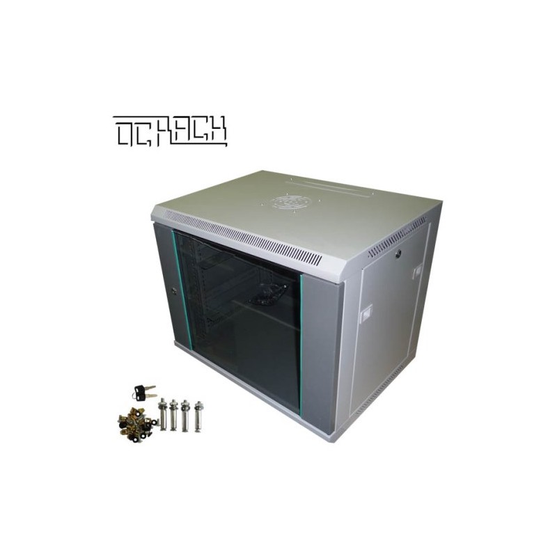 OCRACK 19" OCC-12U-6SBK rozvaděč nástěnný 12U/600mm celoskleněné dveře - černý